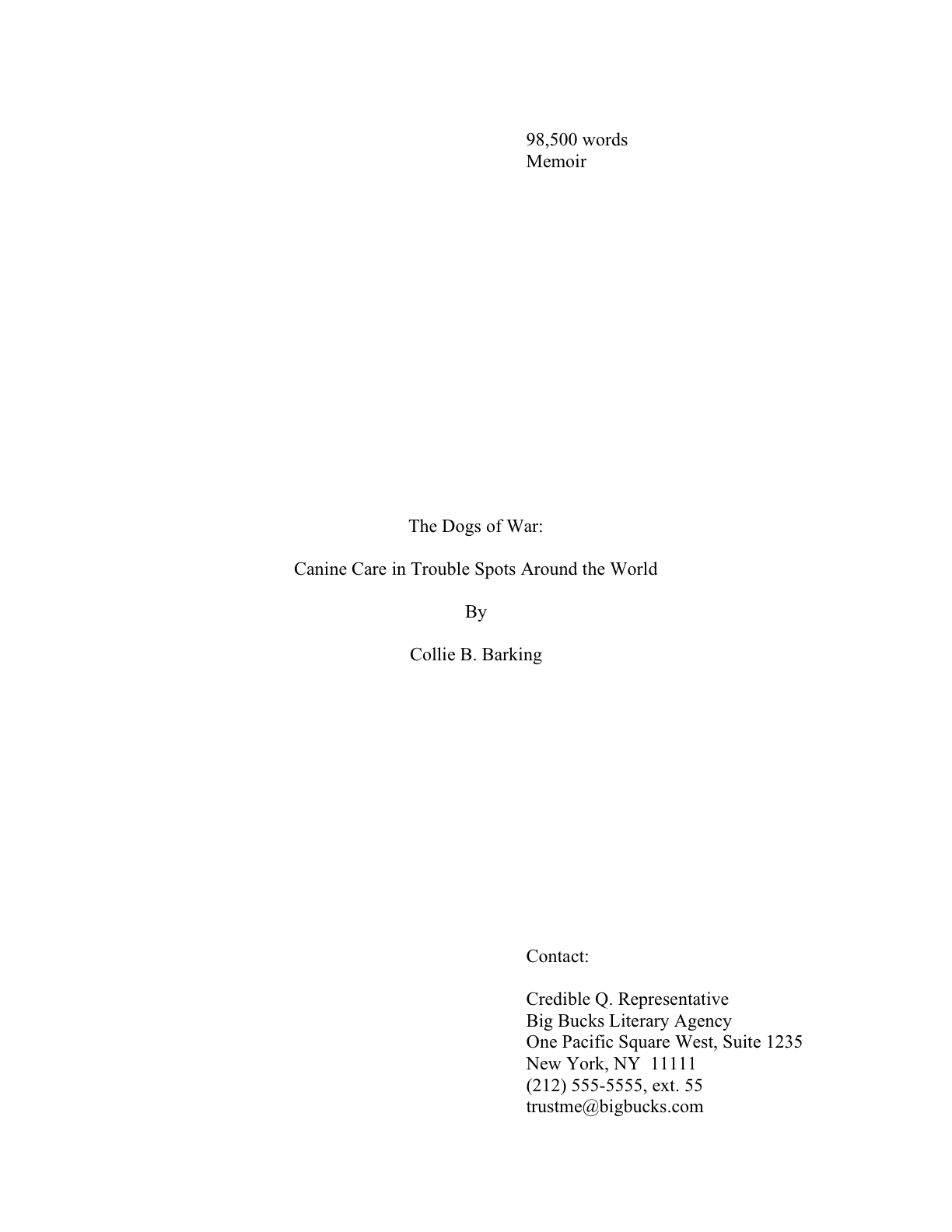 title page of report sample