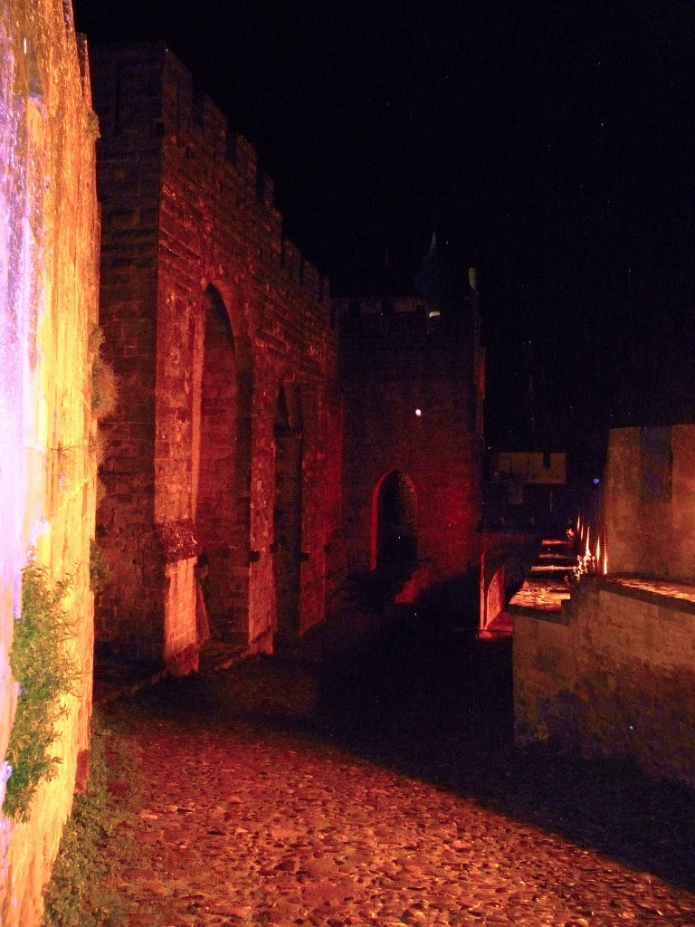 light along castle walls